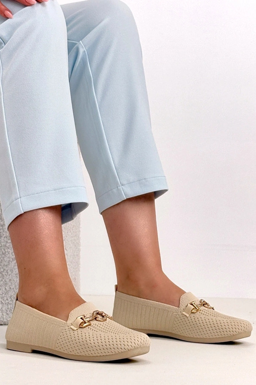 Smilšu krāsas auduma mokasīni ar...