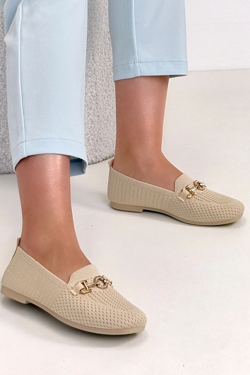 Smilšu krāsas auduma mokasīni ar...