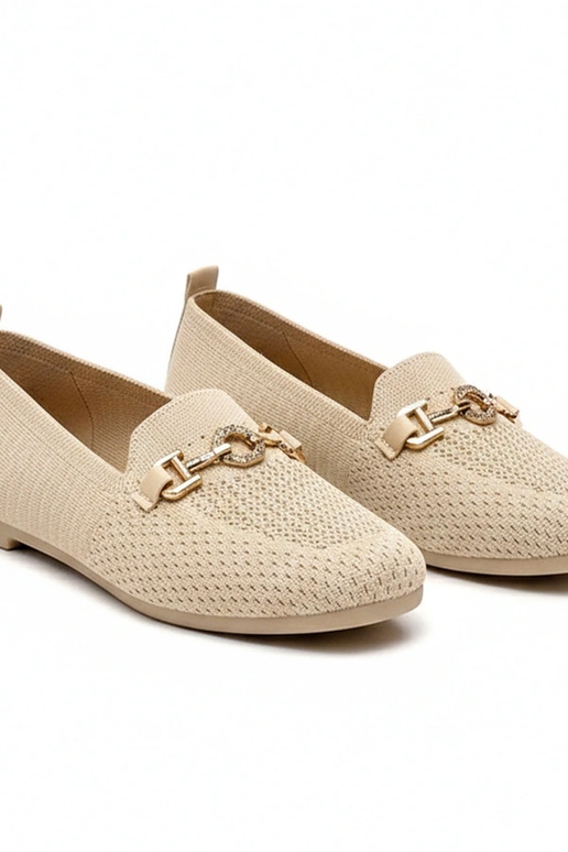 Smilšu krāsas auduma mokasīni ar...