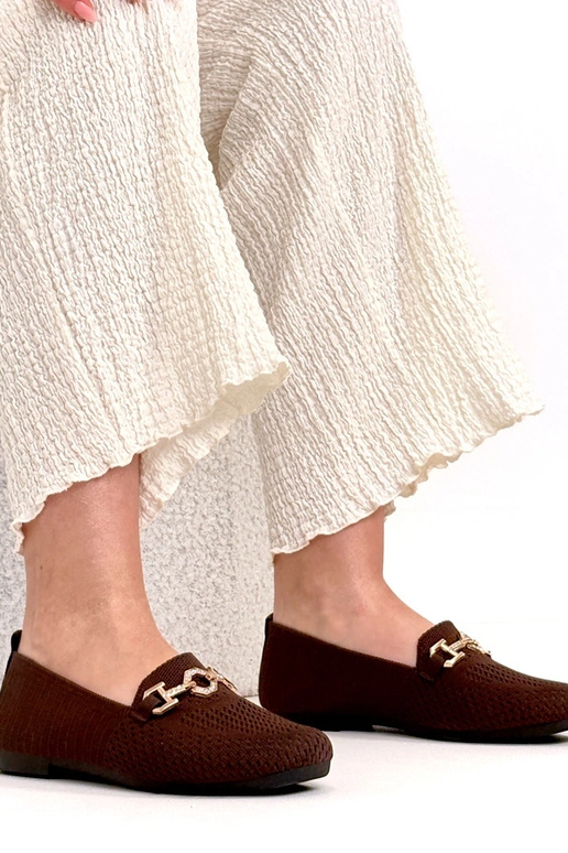 Brūni auduma mokasīni ar zelta...
