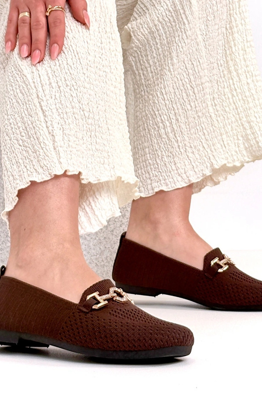 Brūni auduma mokasīni ar zelta...