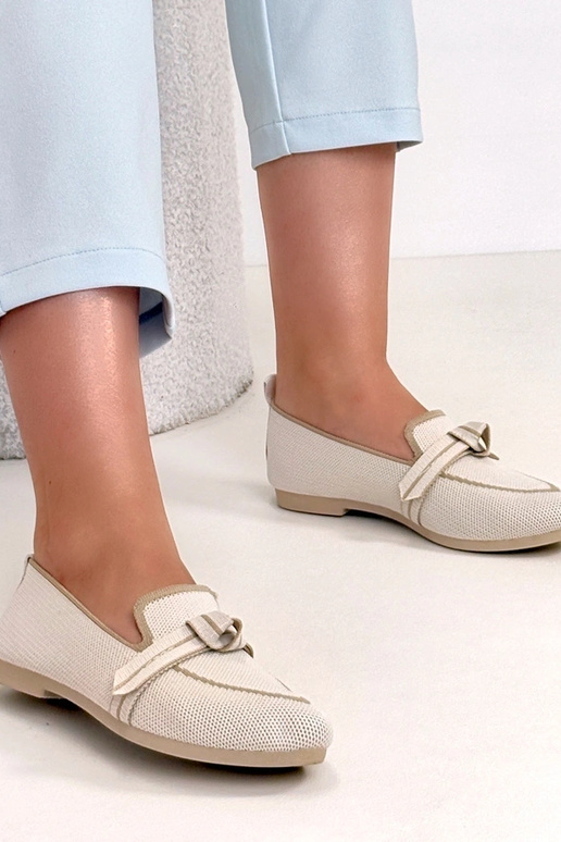 Smilšu krāsas auduma balerīnas ar...