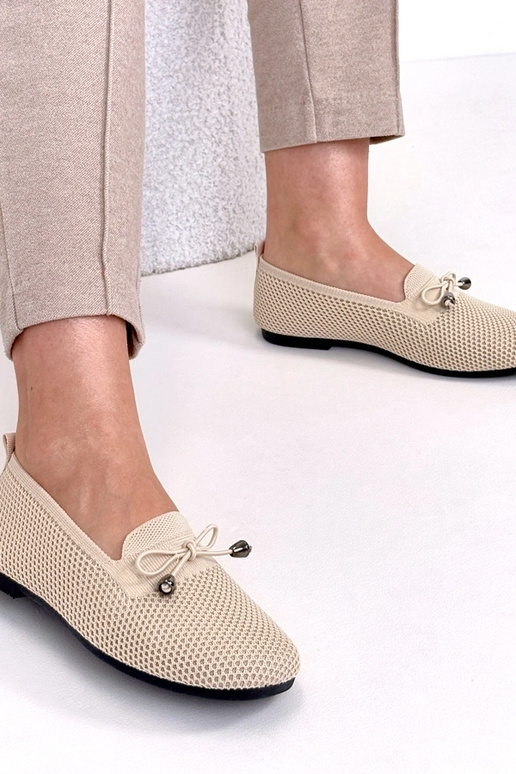 Smilšu krāsas auduma mokasīni ar...