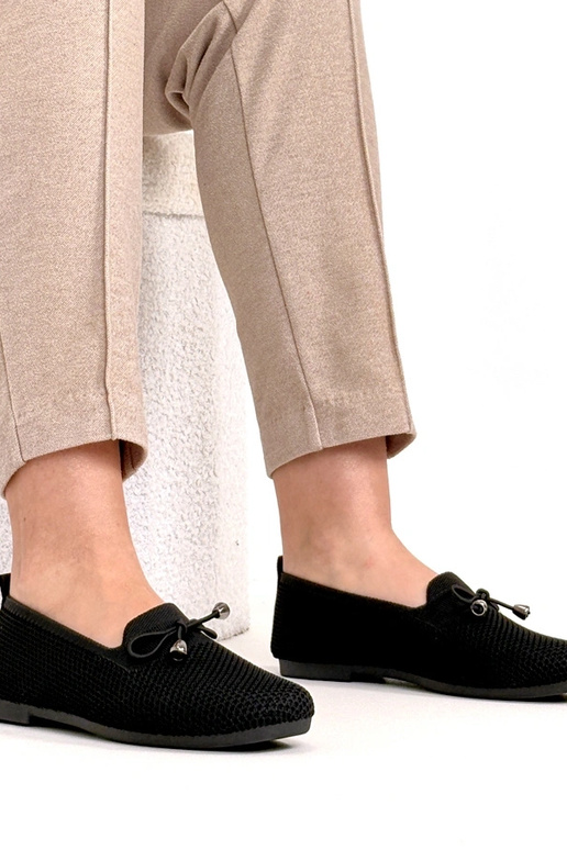 Melni auduma mokasīni ar lentīti Aubrey