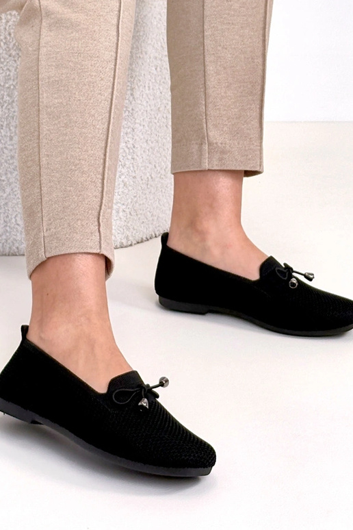Melni auduma mokasīni ar lentīti Aubrey