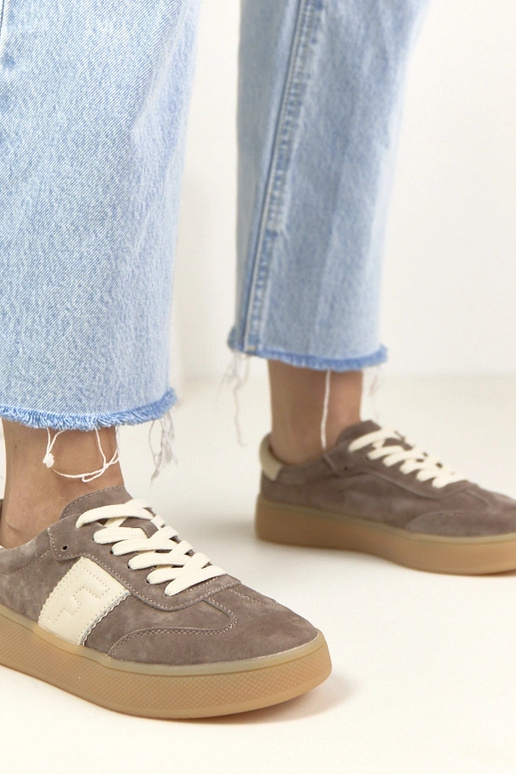 Tumši brūni ādas sporta apavi ar...