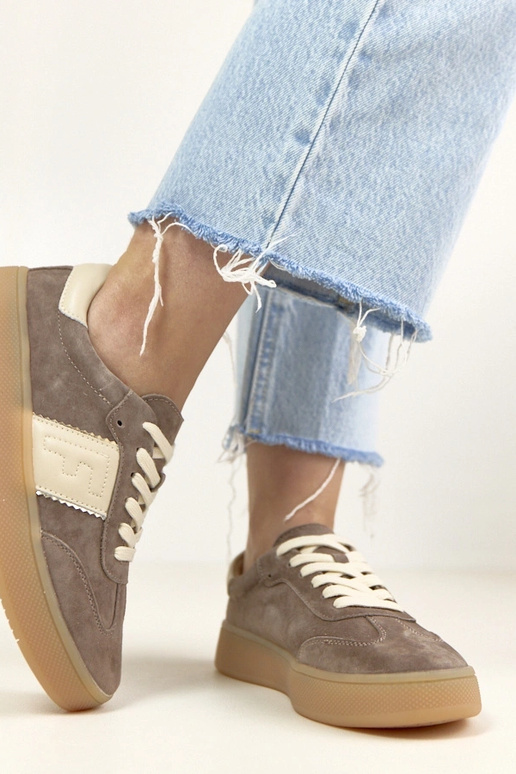 Tumši brūni ādas sporta apavi ar...