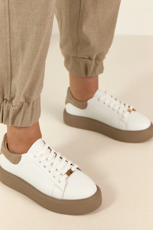 Bāli ādas sporta apavi ar platformu...