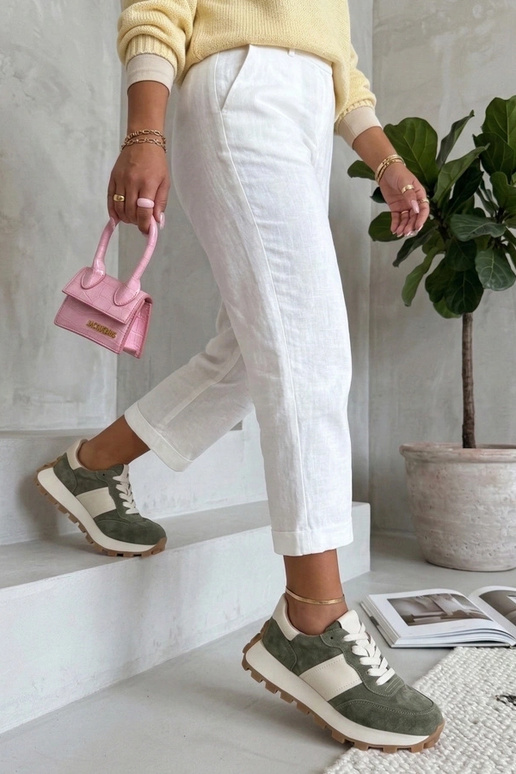 Zaļi ādas apavi uz platformas Filippo