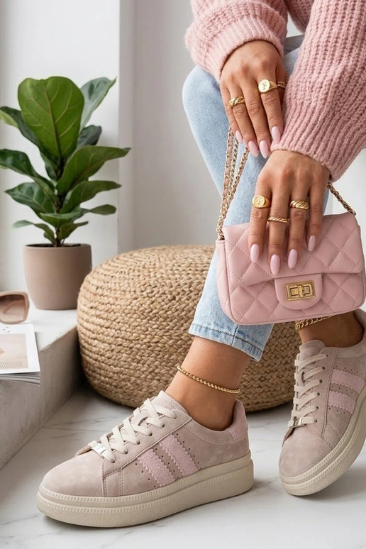 Smilšu ādas apavi uz platformas Filippo