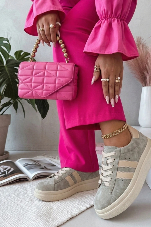 Pelēki ādas apavi uz platformas Filippo