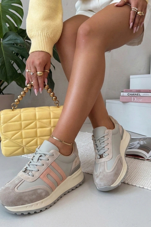 Pelēki ādas apavi uz platformas Filippo