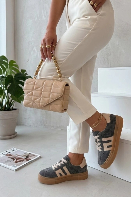 Pelēki ādas apavi uz platformas Filippo