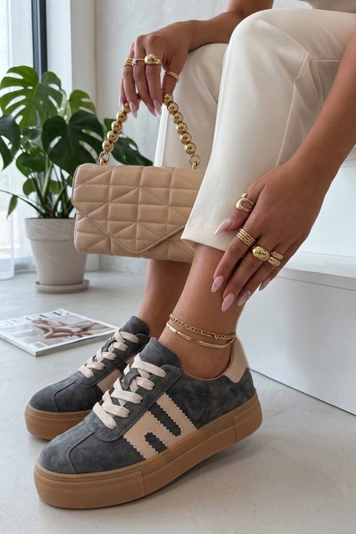 Pelēki ādas apavi uz platformas Filippo