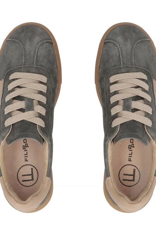 Pelēki ādas apavi uz platformas Filippo