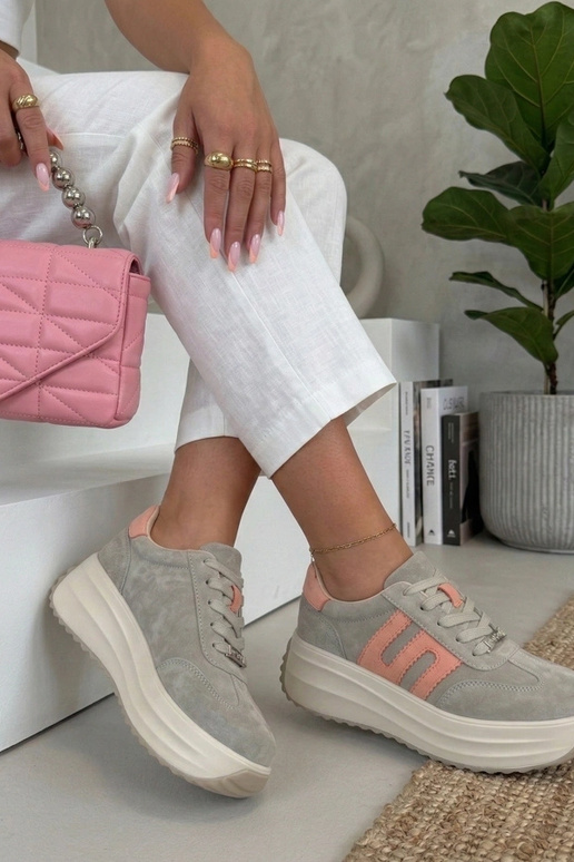 Pelēki ādas apavi uz platformas Filippo