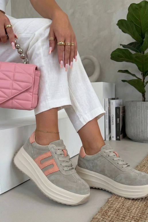 Pelēki ādas apavi uz platformas Filippo