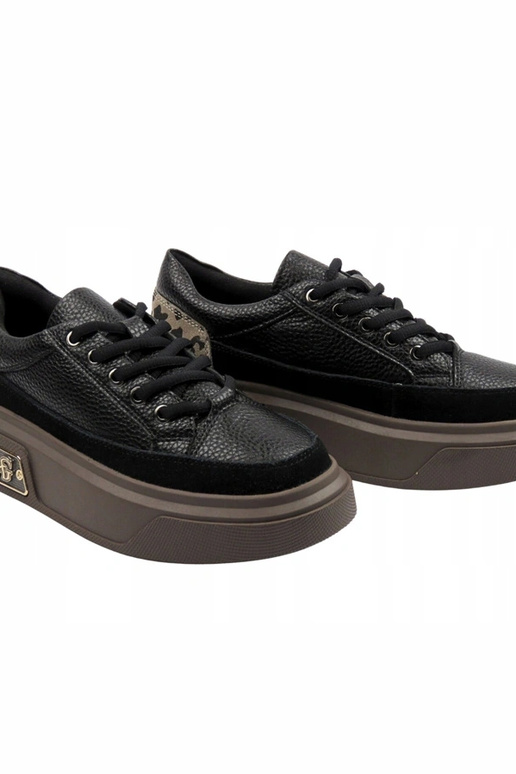 Melni ādas sporta apavi ar platformu...