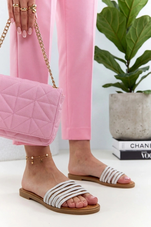 Baltas čības ar cirkonijiem Adeline