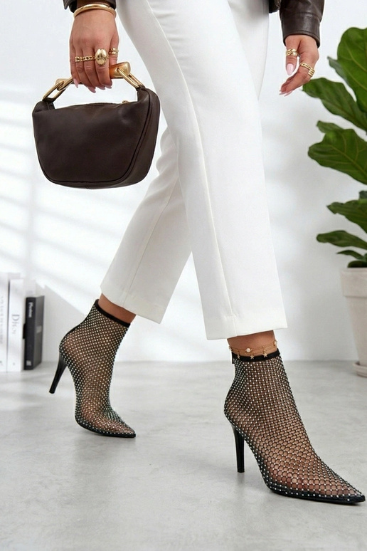 Melnas tīkla kurpes ar augstiem...