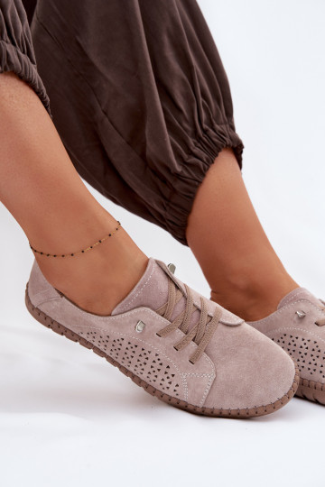 Ažūrs apavi SieviešuIeslēgtsturalnego zamšādasu smilšu krāsas Feliva