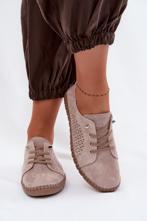 Ažūrs apavi SieviešuIeslēgtsturalnego zamšādasu smilšu krāsas Feliva