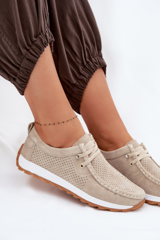 apavi SieviešuIeslēgtsturalnego zamšādasu smilšu krāsas Amela