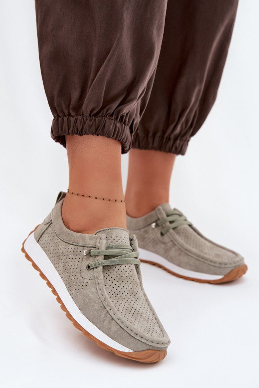 apavi SieviešuIeslēgtsturalnego zamšādasu Zaļas krāsas Amela