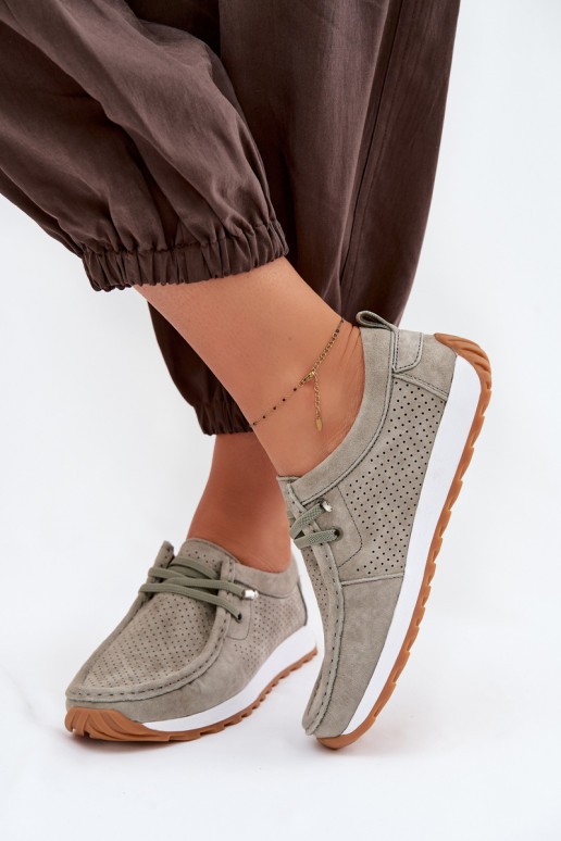 apavi SieviešuIeslēgtsturalnego zamšādasu Zaļas krāsas Amela