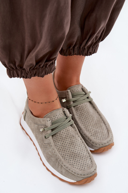 apavi SieviešuIeslēgtsturalnego zamšādasu Zaļas krāsas Amela