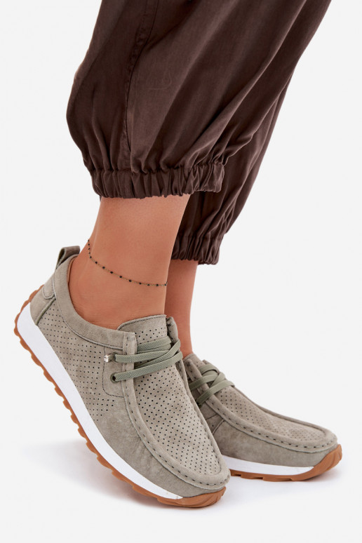 apavi SieviešuIeslēgtsturalnego zamšādasu Zaļas krāsas Amela