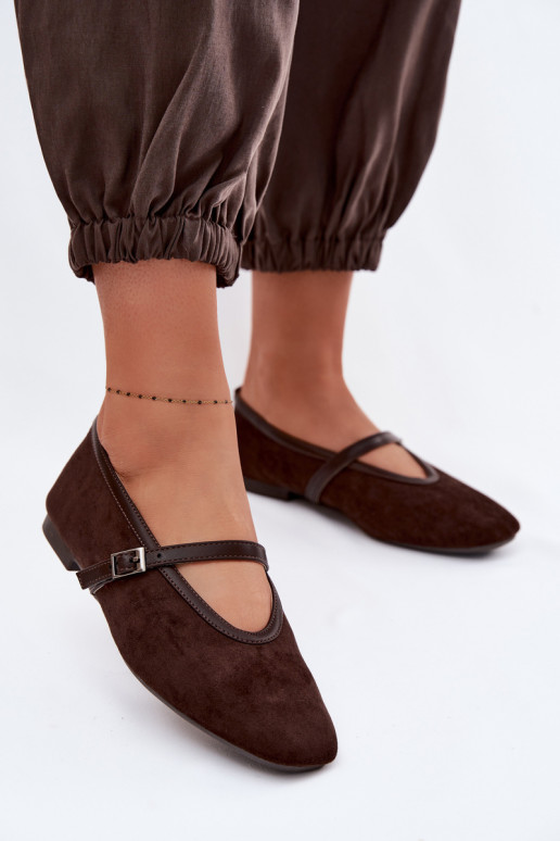 Balerīnas ar siksniņām Eko zamšādaoIne CzekoladoIne Felora
