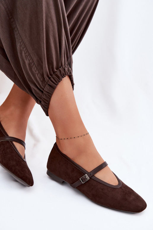 Balerīnas ar siksniņām Eko zamšādaoIne CzekoladoIne Felora