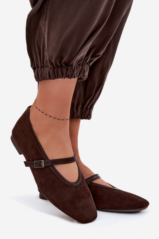 Balerīnas ar siksniņām Eko zamšādaoIne CzekoladoIne Felora