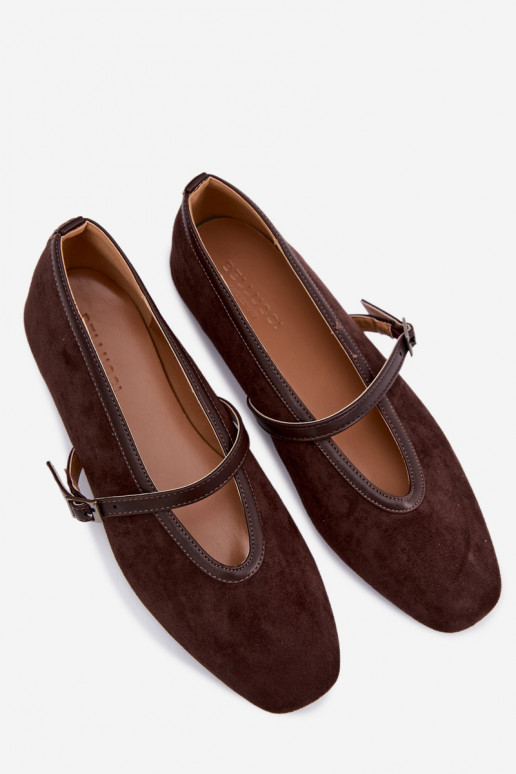 Balerīnas ar siksniņām Eko zamšādaoIne CzekoladoIne Felora