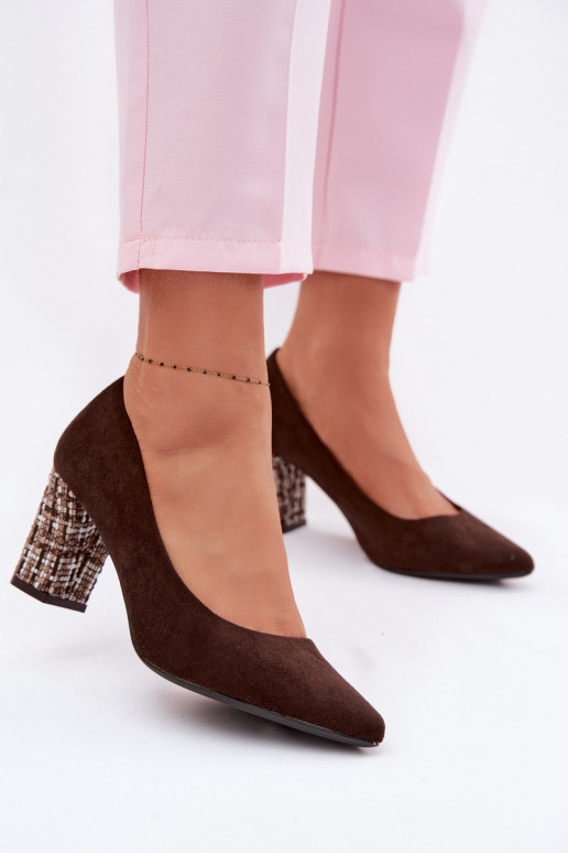 KurpesEko zamšādau ar stilīgu papēdi Sergio Leone PB414 CzekoladoIne