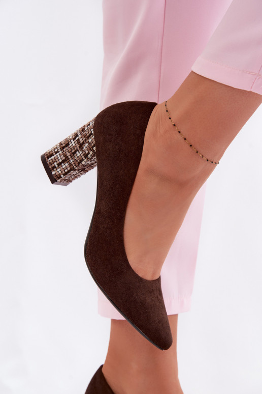 KurpesEko zamšādau ar stilīgu papēdi Sergio Leone PB414 CzekoladoIne