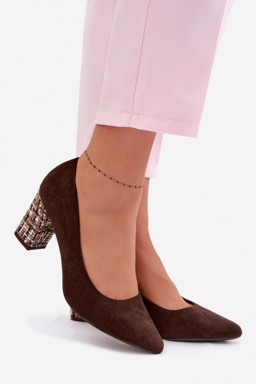 KurpesEko zamšādau ar stilīgu papēdi Sergio Leone PB414 CzekoladoIne