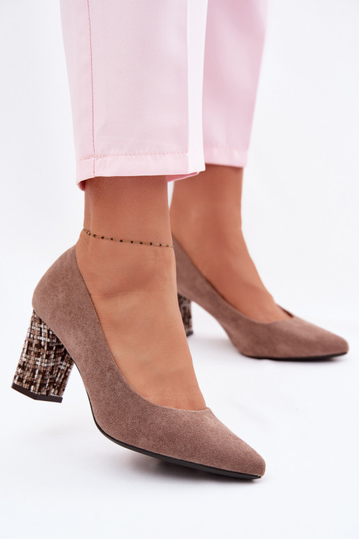 KurpesEko zamšādau ar stilīgu papēdi Sergio Leone PB414 brūnas krāsas