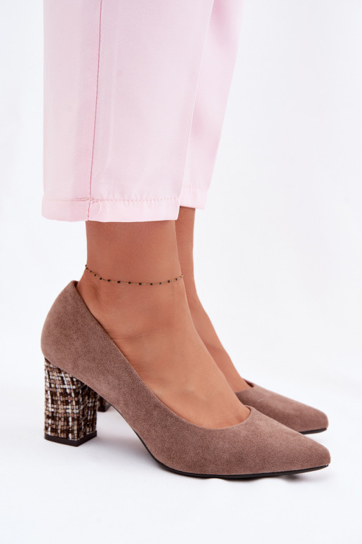 KurpesEko zamšādau ar stilīgu papēdi Sergio Leone PB414 brūnas krāsas