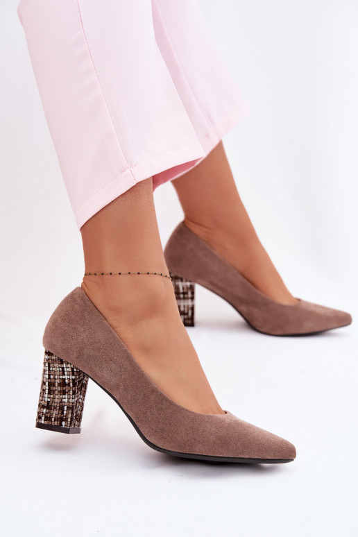 KurpesEko zamšādau ar stilīgu papēdi Sergio Leone PB414 brūnas krāsas