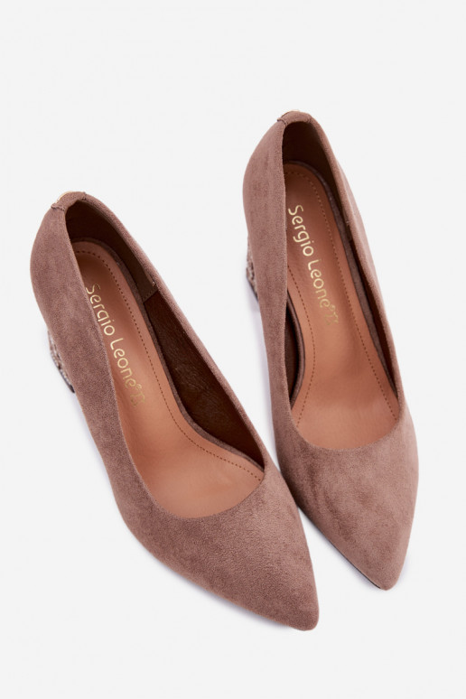 Kurpes ar stilīgu papēdi Sergio Leone PB216 brūnas krāsas