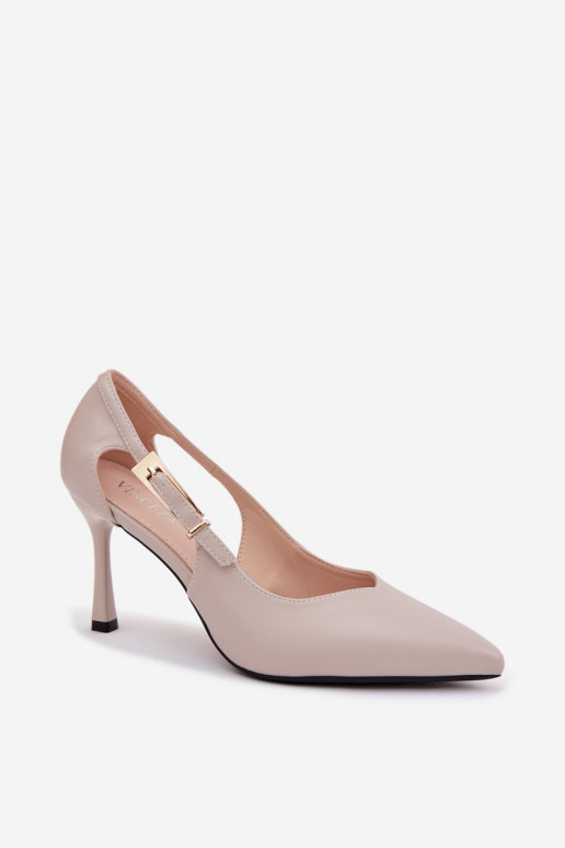 Augstpapēžu kurpes ar izgriezumiem un sprādzēm Vinceza 62288 pelēkas