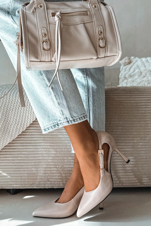 Augstpapēžu kurpes ar izgriezumiem un sprādzēm Vinceza 62288 pelēkas