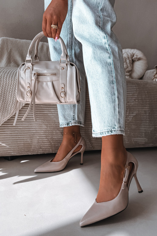 Augstpapēžu kurpes ar izgriezumiem un sprādzēm Vinceza 62288 pelēkas