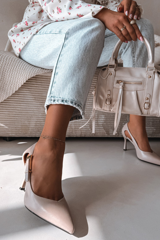 Augstpapēžu kurpes ar izgriezumiem un sprādzēm Vinceza 62288 pelēkas