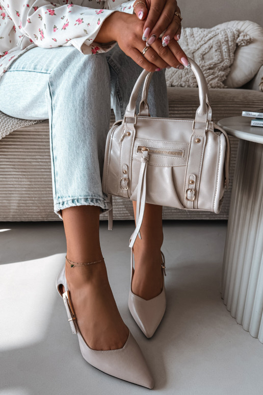 Augstpapēžu kurpes ar izgriezumiem un sprādzēm Vinceza 62288 pelēkas