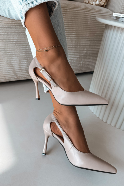 Augstpapēžu kurpes ar izgriezumiem un sprādzēm Vinceza 62288 pelēkas