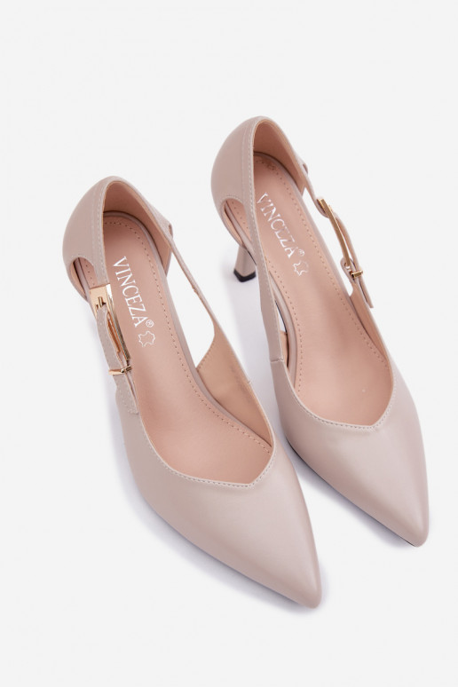 Augstpapēžu kurpes ar izgriezumiem un sprādzēm Vinceza 62288 pelēkas