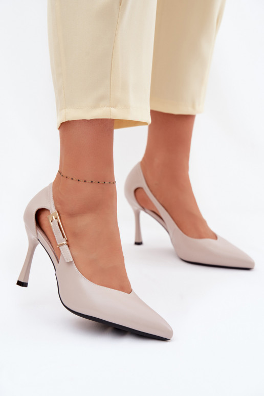 Augstpapēžu kurpes ar izgriezumiem un sprādzēm Vinceza 62288 pelēkas